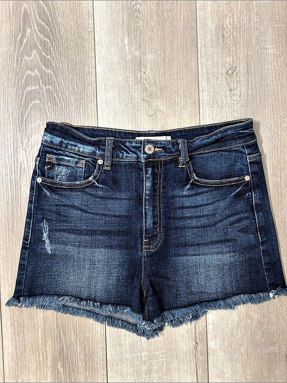 KanCan KC7323D Denim Cutoff Shorts in Blue Size Large
